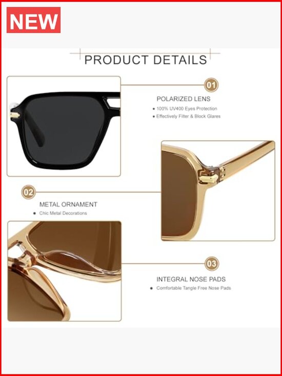 Polarized Aviator Sunglasses Retro 70s 80s 90s Square Pilot Vintage Shades main image 4